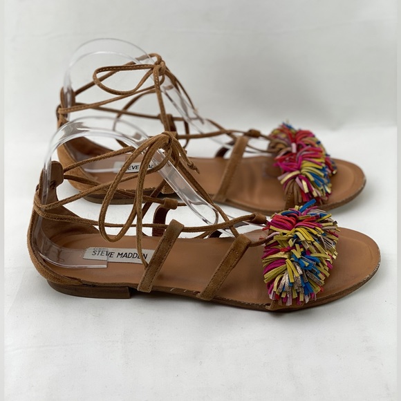Steve Madden Swizzle Lace up Flat Sandals size 8.5 Womens - Picture 3 of 15
